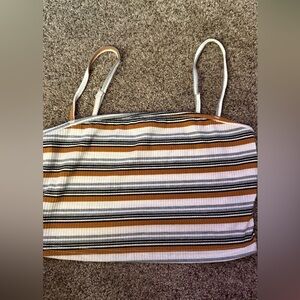 SHEIN Brown and White Fitted Crop Camisole